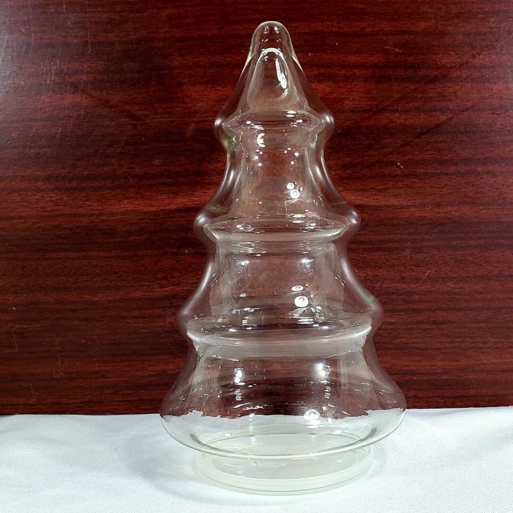 Christmas Tree Candy Jar 7.5" vintage snack container holiday decor